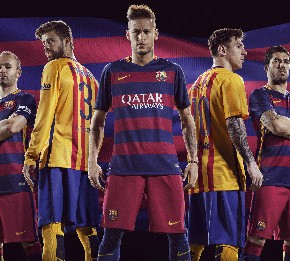 FC Barcelona2015 2016 Hooped Nike Home and Away Football Kit, Soccer Jersey, Shirt, Camiseta de Futbol, Equipacion, Playera