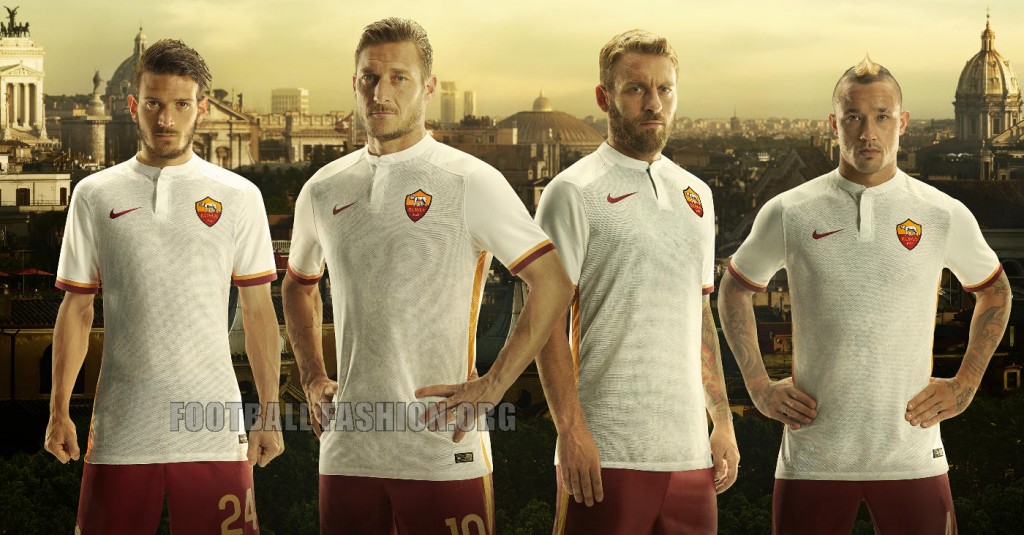 AS Roma 2015 2016 Nike White Away Football Kiit, Soccer Jersey, Shirt, Maglia, Gara, Camiseta
