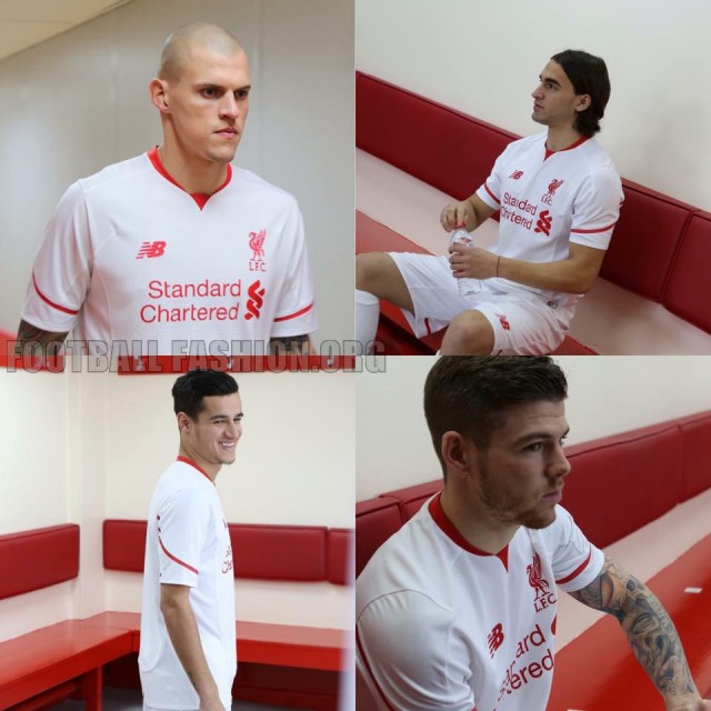 Liverpool Football Club 2015 2016 White New Balance Away Kit, Shirt, Soccer Jersey, Camiseta de Futbol