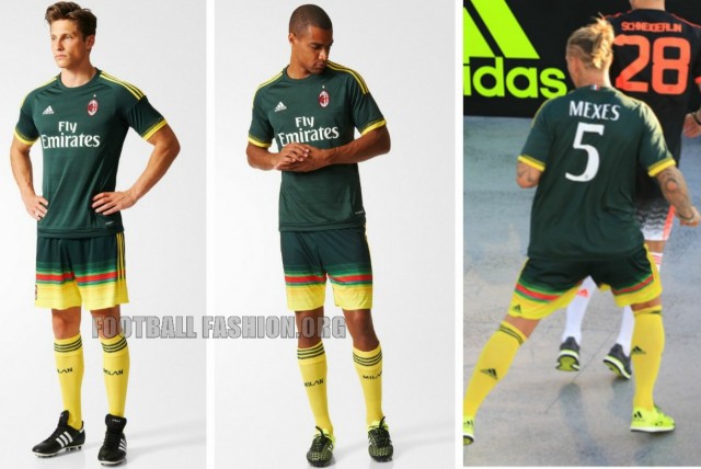 AC Milan 2015 2016 Green adidas Third Football Kit, Soccer Jersey, Shirt, Gara. Maglia, Camiseta, Maillot