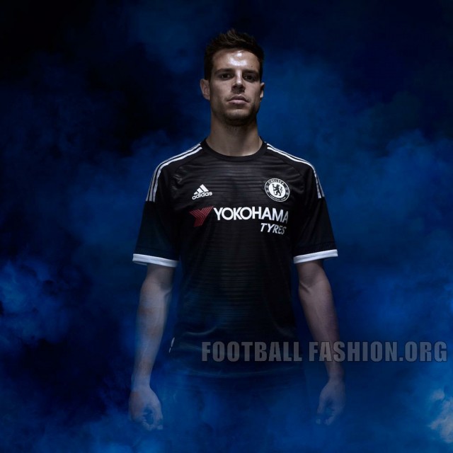 Chelsea Football Club 2015 2016 Black adidas Third Kit, Soccer Jersey, Shirt, Camiseta, Maillot, Trikot, Camisa
