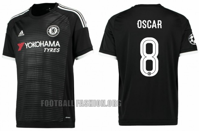 Chelsea Football Club 2015 2016 Black adidas Third Kit, Soccer Jersey, Shirt, Camiseta, Maillot, Trikot, Camisa