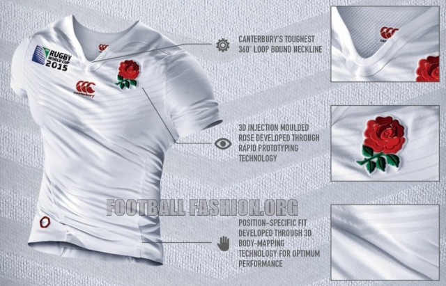 England 2015 Rugby World Cup Canterbury Home and Away Kit, Jersey, Shirt