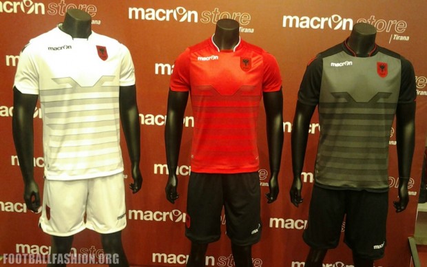 Albania EURO 2016 Macron Home, Away and Third Football Kit, Soccer Jersey, Shirt, Shqiptare Loje