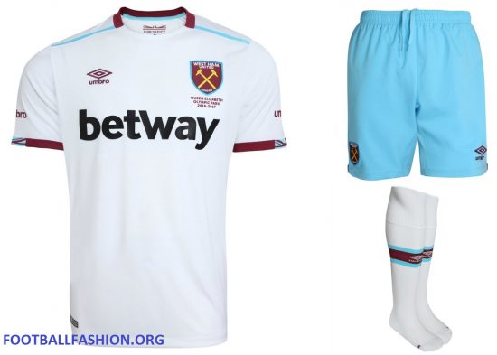 West Ham United 2016 2017 Umbro White Away Football Kit, Soccer Jersey, Shirt, Maillot