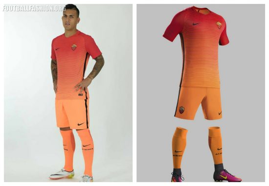 AS Roma 2016 2017 Nike Orange Third Soccer Jersey, Shirt, Football Kit, Gara, Maglia, Camiseta, Camisa