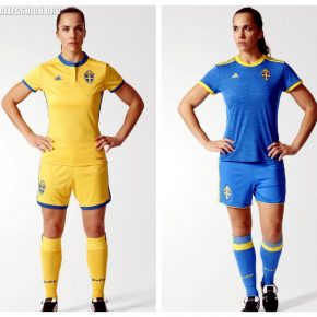 Sweden Women's EURO 2017 adidas Home and Away Football Kit, Soccer Jersey, Shirt, Hemmatröja, Sverige Tröja