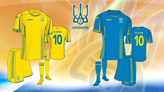 Ukraine 2017 2018 Joma Home and Away Football Kit, Soccer Jersey, Shirt