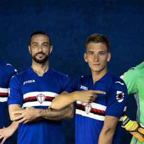 Sampdoria 2017 2018 Joma Home Football Kit, Soccer Jersey, Shirt, Maglia, Gara