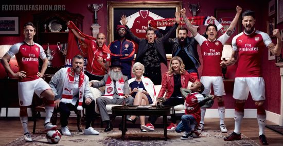 Arsenal FC 2017 2018 PUMA Home Football Kit, Soccer Jersey, Shirt, Maillot, Camiseta, Camisa, Trikot, Tenue, Equipacion