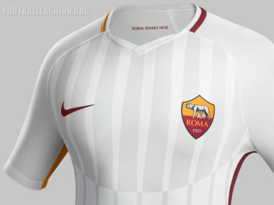 AS Roma 2017 2018 Nike White Away Football Kit, Soccer Jersey, Shirt, Gara, Maglia, Maillot, Trikot