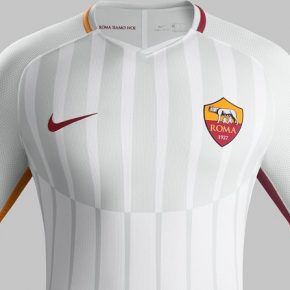 AS Roma 2017 2018 Nike White Away Football Kit, Soccer Jersey, Shirt, Gara, Maglia, Maillot, Trikot