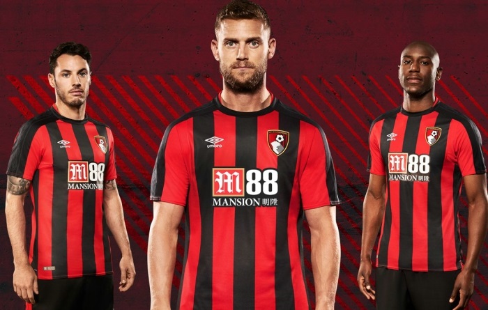 AFC Bournemouth 2017 2018 Umbro Home Football Kit, Soccer Jersey, Shirt, Camiseta, Maillot