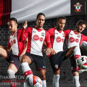 Southampton FC 2017 2018 Under Armour Home and Away Football Kit, Soccer Jersey, Shirt, Camiseta, Maillot, Trikot, Camisa