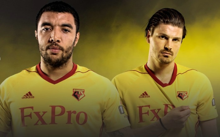 Watford FC 2017 2018 adidas Home Football Kit, Soccer Jersey, Shirt