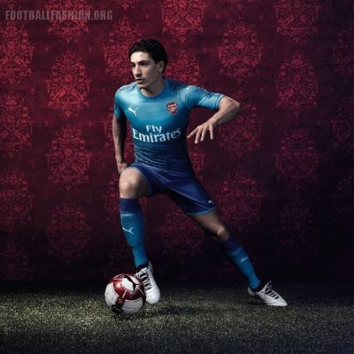 Arsenal FC 2017 2018 PUMA Blue Away Football Kit, Soccer Jersey, Shirt, Maillot, Camiseta, Camisa, Trikot, Tenue, Equipacion