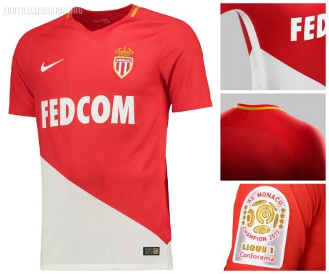 AS Monaco 2017 2018 Nike Home Football Kit, Soccer Jersey, Shirt, Maillot, Camiseta, Camisa, Trikot, Tenue
