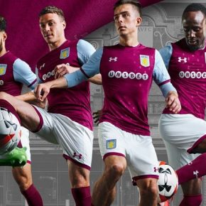 Aston Villa 2017 2018 Under Armour Home and Away Football Kit, Soccer Jersey, Shirt