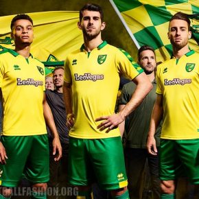 Norwich City 2017 2018 Errea Home and Away Football Kit, Soccer Jersey, Shirt
