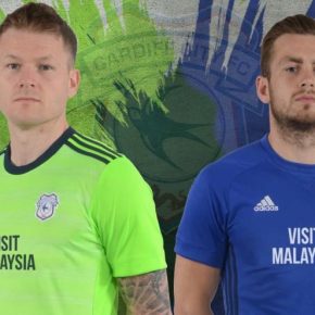 Cardiff City 2017 2018 adidas Home and Away Footbal Kit, Soccer Jersey, Shirt