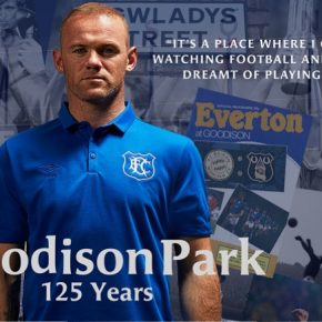 Everton FC Goodison Park 125th Anniversary 2017 2018 Umbro Home Football Kit, Soccer Jersey, Shirt