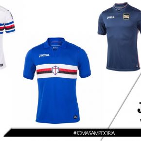 Sampdoria 2017 2018 Joma Away and Third Football Kit, Soccer Jersey, Shirt, Maglia, Gara