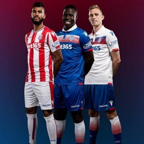 Stoke City FC 2017 2018 Macron White Third Football Kit, Soccer Jersey, Shirt