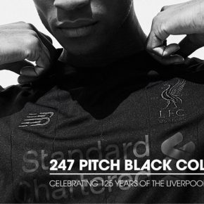 Liverpool FC 125th Anniversary 2017 2018 New Balance Pitch Black Football Kit, Soccer Jersey, Shirt, Camiseta de Futbol, Camisa, Maillot, Trikot, Tenue
