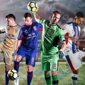 Newcastle Jets FC 2017 2018 Viva Football Kit, Soccer Jersey, Shirt