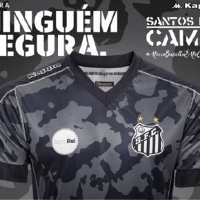 Santos FC 2017 2018 Kappa Camo Third Football Kit, Soccer Jersey, Shirt, Camisa do Futebol III