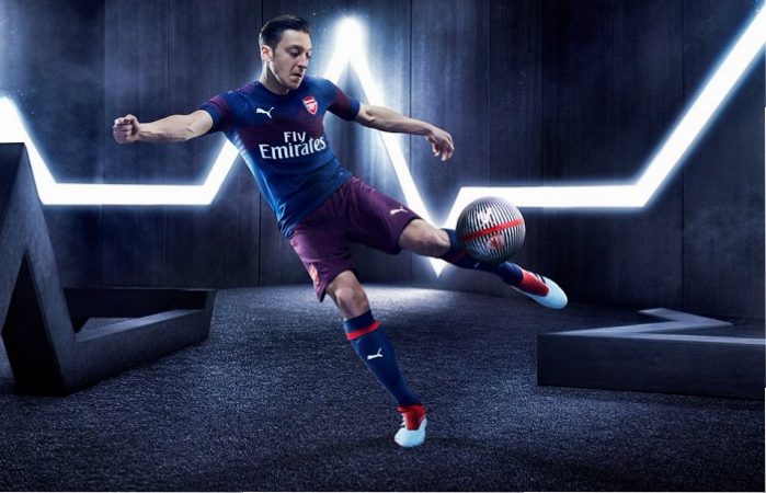 Arsenal FC 2018 2019 PUMA Blue Away Football Kit, Soccer Jersey, Shirt, Maillot, Camiseta, Camisa, Trikot, Tenue, Equipacion