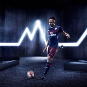 Arsenal FC 2018 2019 PUMA Blue Away Football Kit, Soccer Jersey, Shirt, Maillot, Camiseta, Camisa, Trikot, Tenue, Equipacion