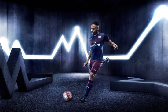 Arsenal FC 2018 2019 PUMA Blue Away Football Kit, Soccer Jersey, Shirt, Maillot, Camiseta, Camisa, Trikot, Tenue, Equipacion