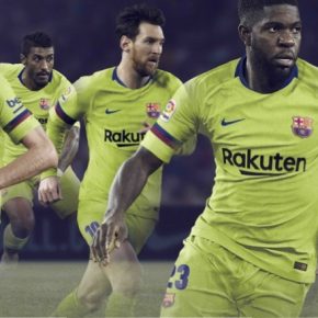 FC Barcelona 2018 2019 Nike Yellow Away Football Kit, Soccer Jersey, Shirt, Camiseta, Equipacion, Camisa, Maillot, Trikot, Tenue