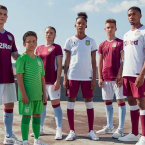 Aston Villa 2018 2019 Home and Away Football Kit, Soccer Jersey, Shirt