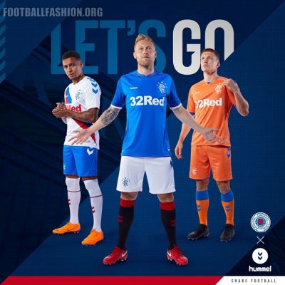 Rangers FC 2018 2019 Hummel Home, Away and Third Football Kit, Soccer Jersey, Shirt