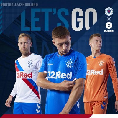 Rangers FC 2018 2019 Hummel Home, Away and Third Football Kit, Soccer Jersey, Shirt
