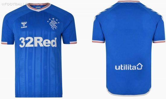 Rangers FC 2019 2020 hummel Home Football Kit, Soccer Jersey, Shirt
