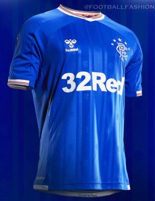 Rangers FC 2019 2020 hummel Home Football Kit, Soccer Jersey, Shirt