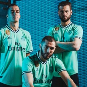 Real Madrid 2019 2020 adidas Green Third Football Kit, Soccer Jersey, Shirt, Camiseta, Camisa, Equipacion, Maillot, Trikot, Tenue, Camisola, Dres