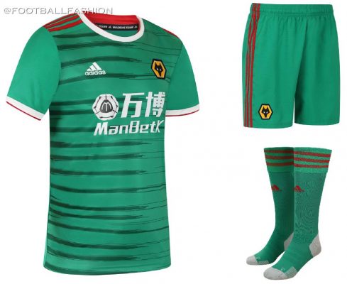 Wolverhampton Wanderers 2019 2020 adidas Green Third Football Kit, Soccer Jersey, Shirt, Camisa, Camiseta
