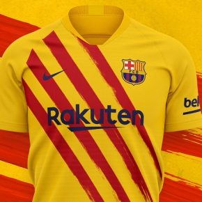 FC Barcelona 2019 2020 Nike Senyera Fourth Football Kit, Soccer Jersey, Shirt, Camiseta, Equipacion, Camisa, Maillot, Trikot, Tenue