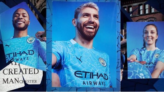 Manchester City FC 2020 2021 PUMA Home Football Kit, 2020-21 Shirt, 2020/21 Soccer Jersey, Maillot, Camiseta, Camisa, Trikot, Tenue