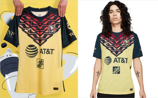 Club América 2021 2022 Nike Yellow Home Soccer Jersey, 2021-22 Football Shirt, 2021/22 Kit, Camiseta de Visita de Futbol 21/22