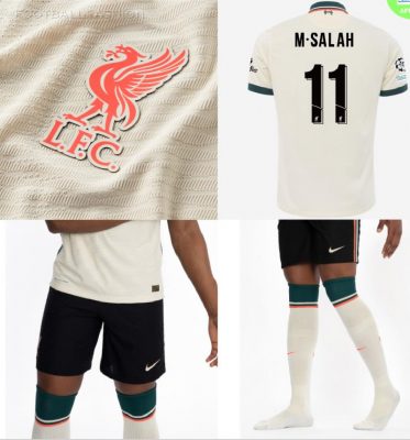 Liverpool FC 2021 2022 Nike Cream Away Football Kit, 2021-22 Soccer Jersey, 2021/22 Shirt, Camiseta, Camisa, Maillot, 21/22 Trikot