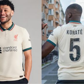 Liverpool FC 2021 2022 Nike Cream Away Football Kit, 2021-22 Soccer Jersey, 2021/22 Shirt, Camiseta, Camisa, Maillot, 21/22 Trikot