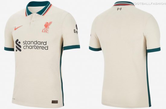 Liverpool FC 2021 2022 Nike Cream Away Football Kit, 2021-22 Soccer Jersey, 2021/22 Shirt, Camiseta, Camisa, Maillot, 21/22 Trikot