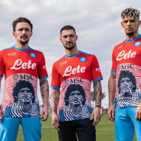 SSC Napoli 2022 Armani EA7 Red Maradona Game Special Edition Football Kit, 2021/22 Soccer Jersey, 2021-22 Shirt, Maglia 21-22, Camiseta 21/22