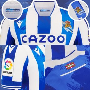 Real Sociedad 2022 2023 Macron Football Kit, 2022-23 Shirt, 2022/23 Soccer Jersey, Camiseta de Futbol 22-23, Camisa 22/23, Camisola, Trikot, Maglia, Gara, Maillot
