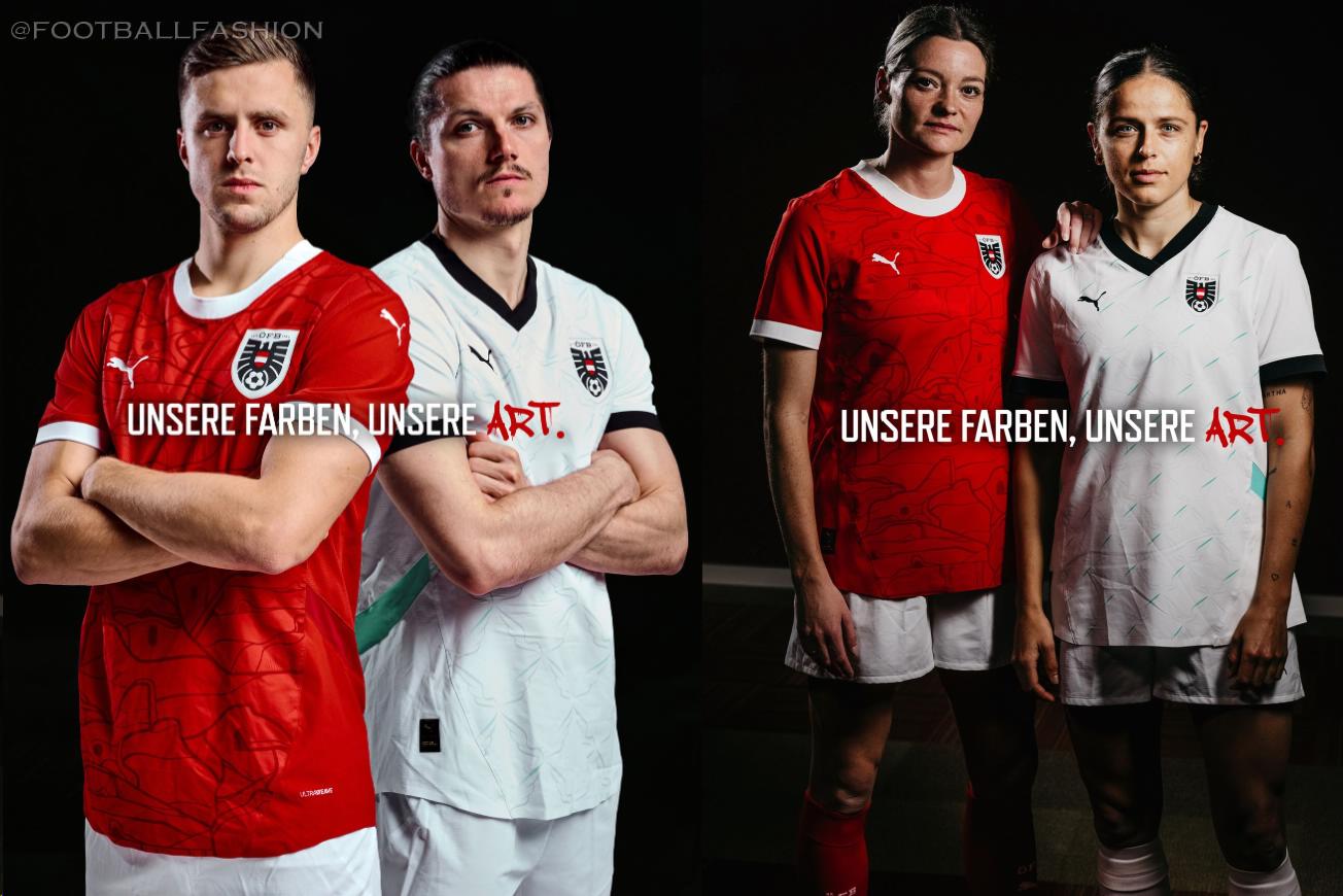 Austria PUMA Euro 2024 2024/25 Football Kit, 2025 Shirt, 24/25 Soccer Jersey, Camiseta de Futbol 2024-25, Camisa 24-25, Camisola, Österreich Trikot, Maglia, Maillot, Camiseta